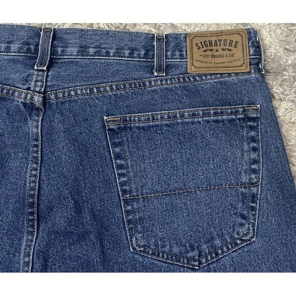 Levi✨Strauss Signature Mens Regular Fit Dark Blue Jeans 42x30 - Picture 5 of 5